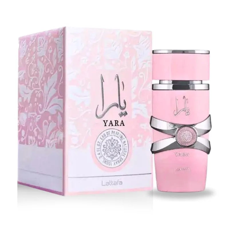 Lattafa Yara 4 Piece Set Feminine Tropical Fruity Floral Vanilla Eau de Parfum 3.4 Oz Premium Arabian Perfumes Lasting Fragrance